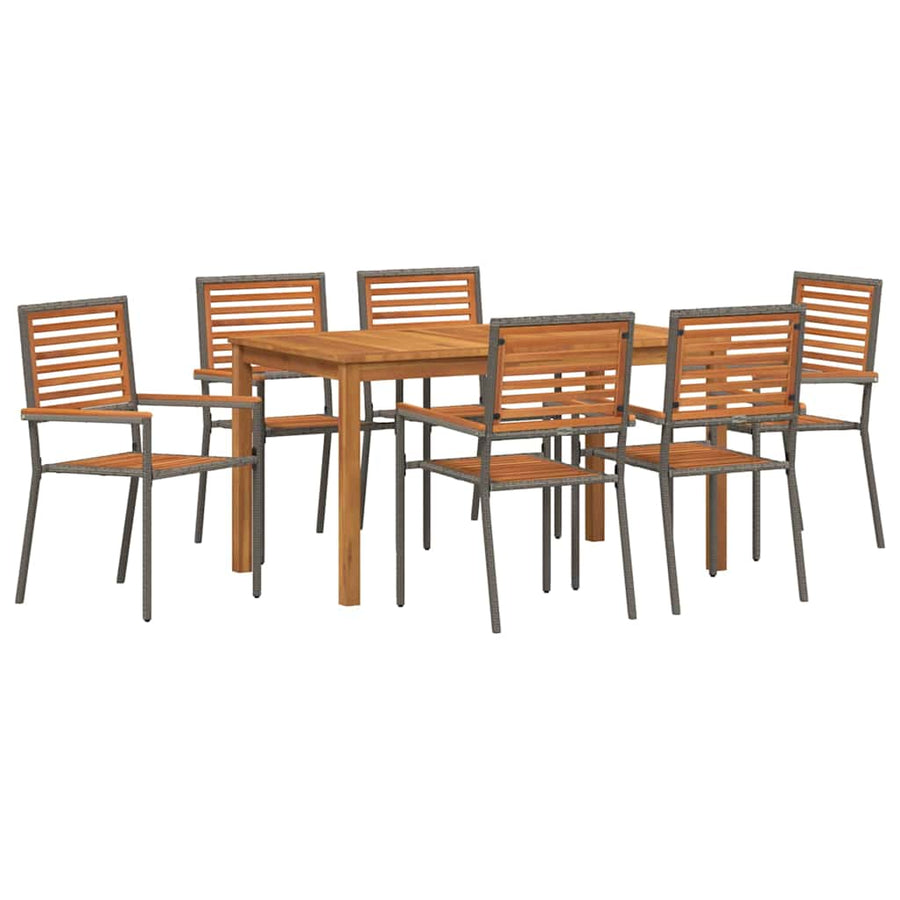 Tuin eettafelset 7 pcs Grijs Massief Acaciahout