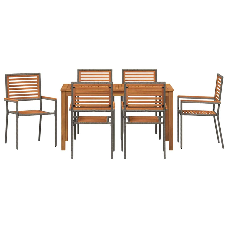 Tuin eettafelset 7 pcs Grijs Massief Acaciahout