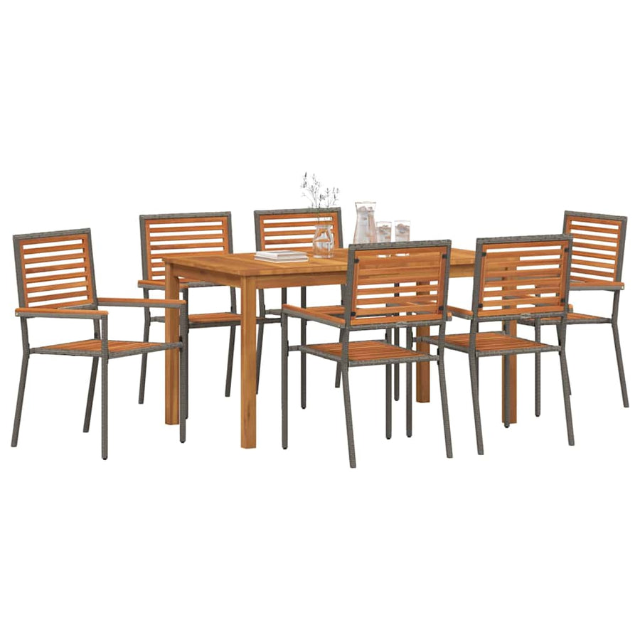 Tuin eettafelset 7 pcs Grijs Massief Acaciahout