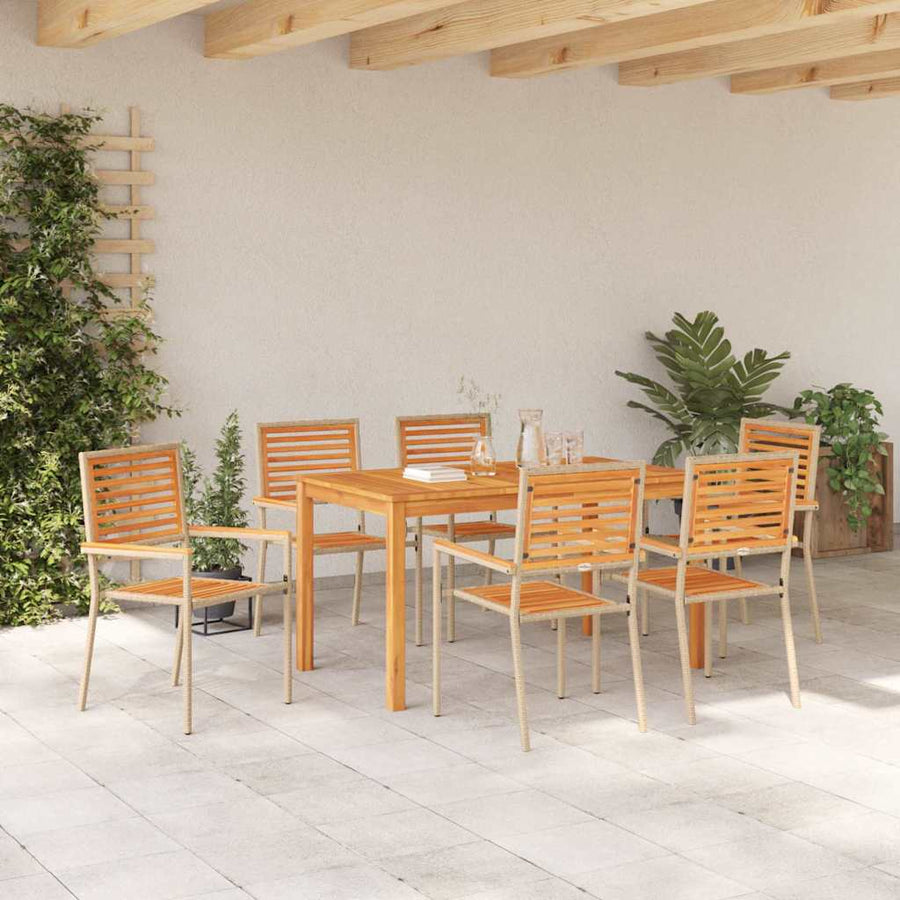 Tuin eettafelset 7 pcs Beige Massief Acaciahout