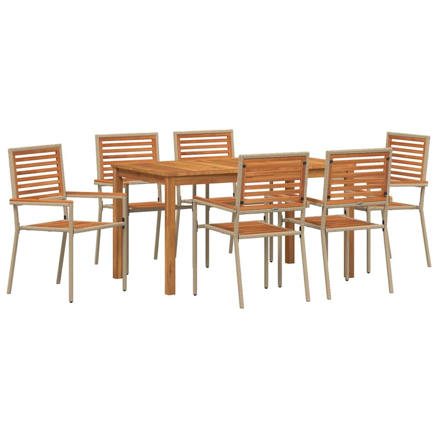 Tuin eettafelset 7 pcs Beige Massief Acaciahout