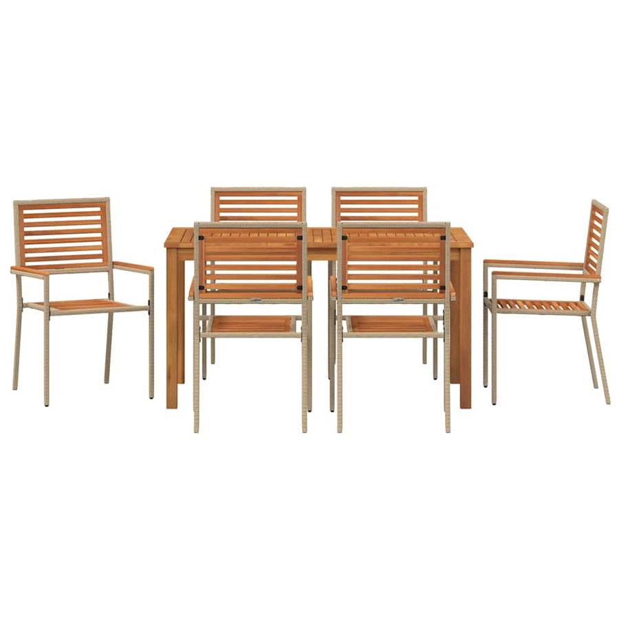 Tuin eettafelset 7 pcs Beige Massief Acaciahout