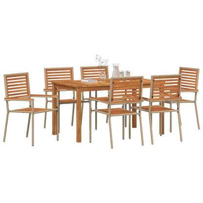 Tuin eettafelset 7 pcs Beige Massief Acaciahout