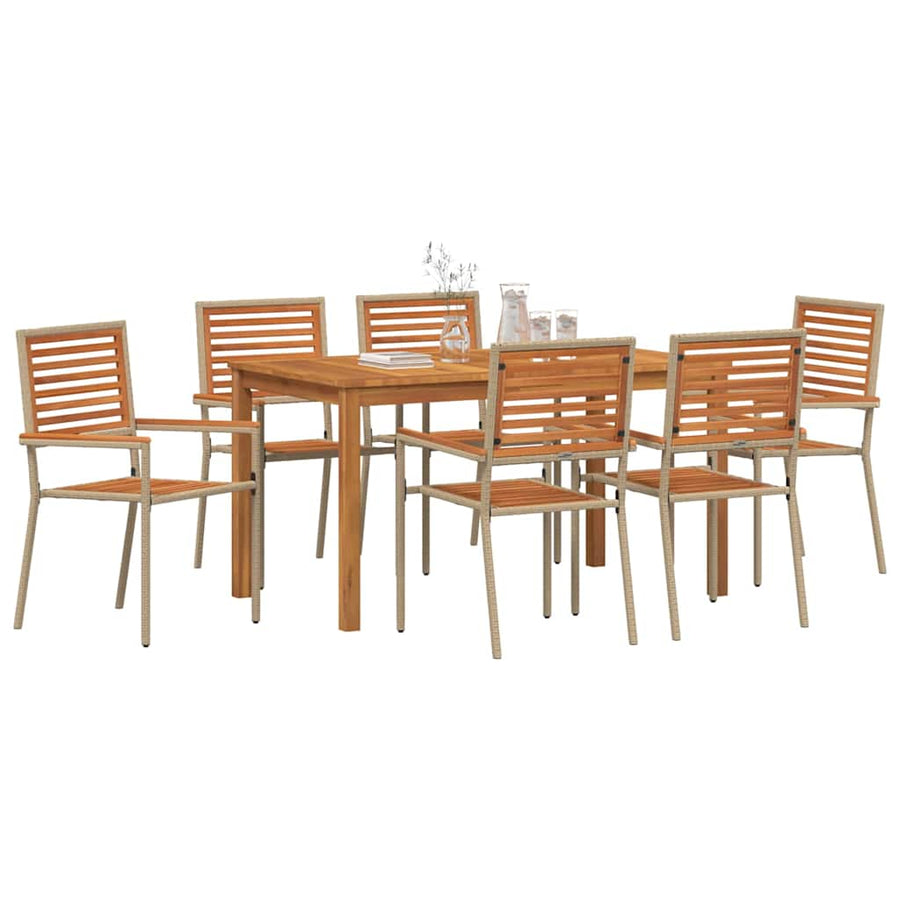 Tuin eettafelset 7 pcs Beige Massief Acaciahout