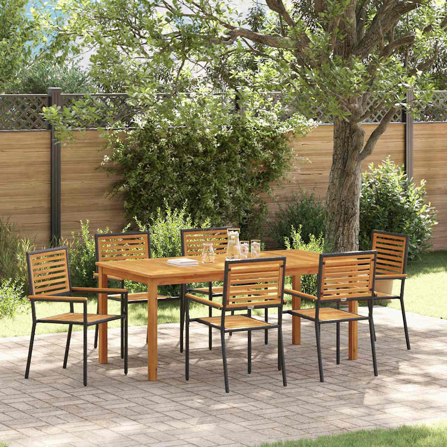 Tuin Eettafelset 7 Pcs Massief Acaciahout 6-Persoons