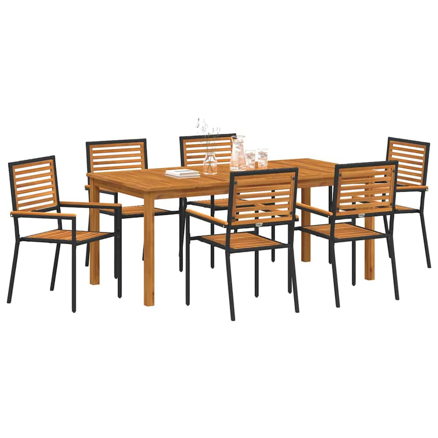 Tuin Eettafelset 7 Pcs Massief Acaciahout 6-Persoons