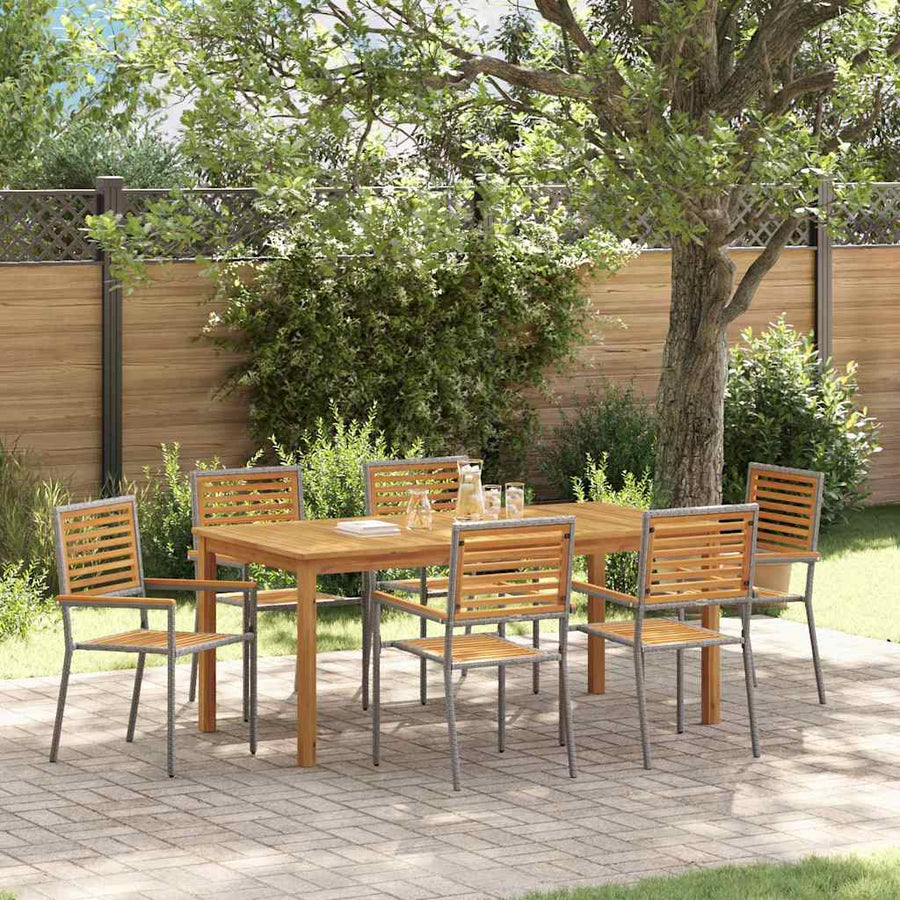 Tuin Eettafelset 7 Pcs Massief Acaciahout 6-Persoons