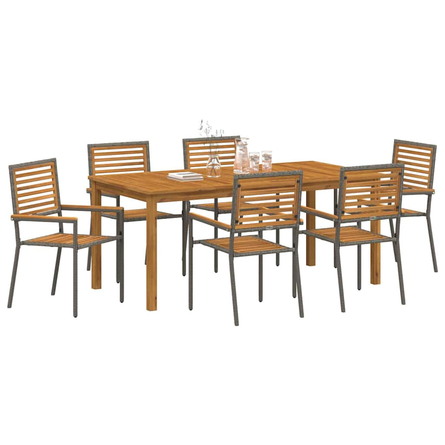 Tuin Eettafelset 7 Pcs Massief Acaciahout 6-Persoons