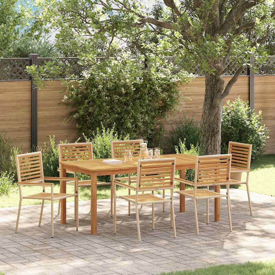 Tuin Eettafelset 7 Pcs Massief Acaciahout 6-Persoons