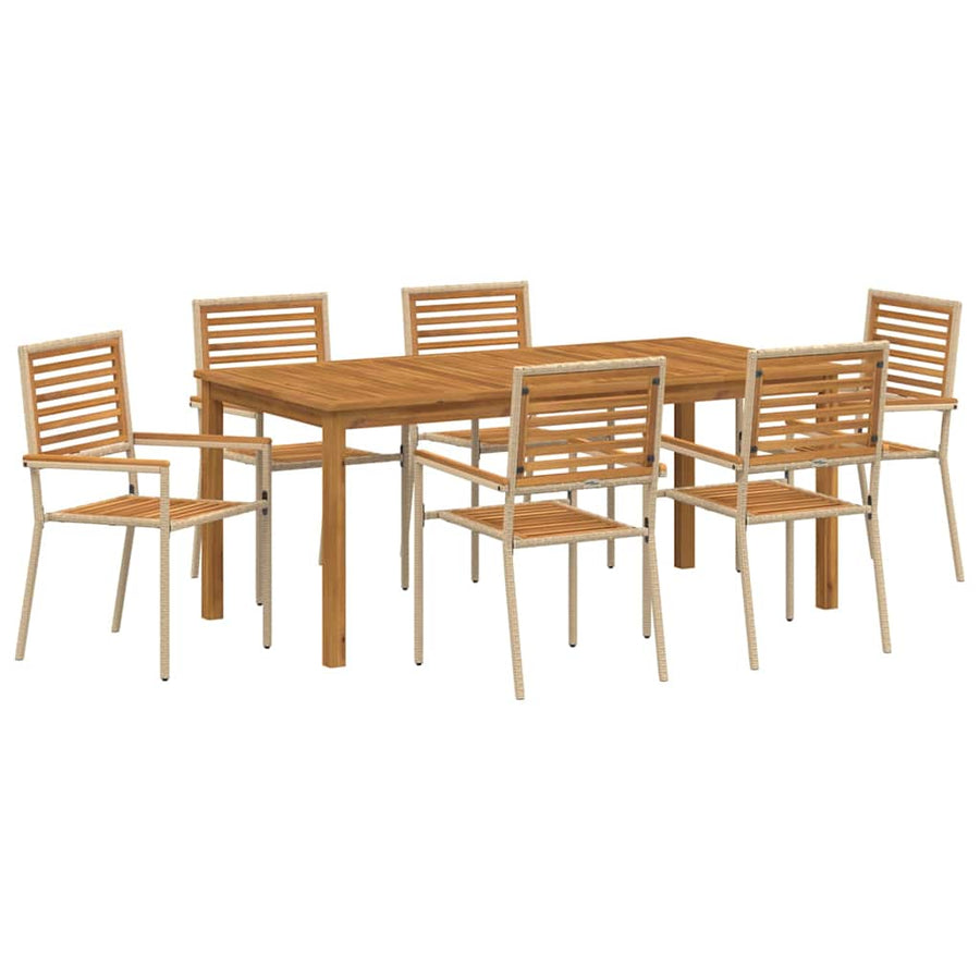 Tuin Eettafelset 7 Pcs Massief Acaciahout 6-Persoons