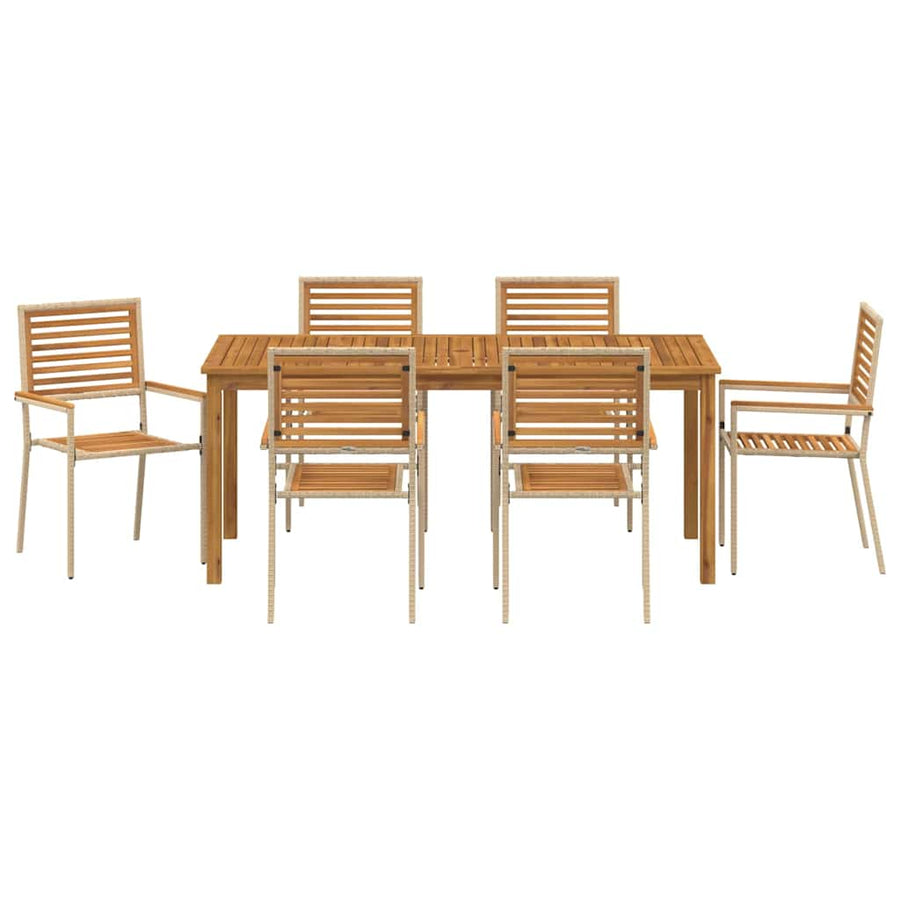 Tuin Eettafelset 7 Pcs Massief Acaciahout 6-Persoons