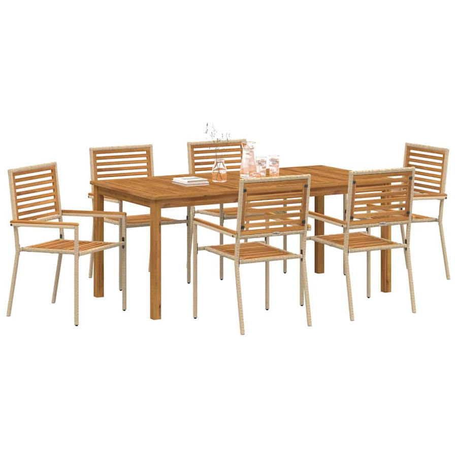 Tuin Eettafelset 7 Pcs Massief Acaciahout 6-Persoons