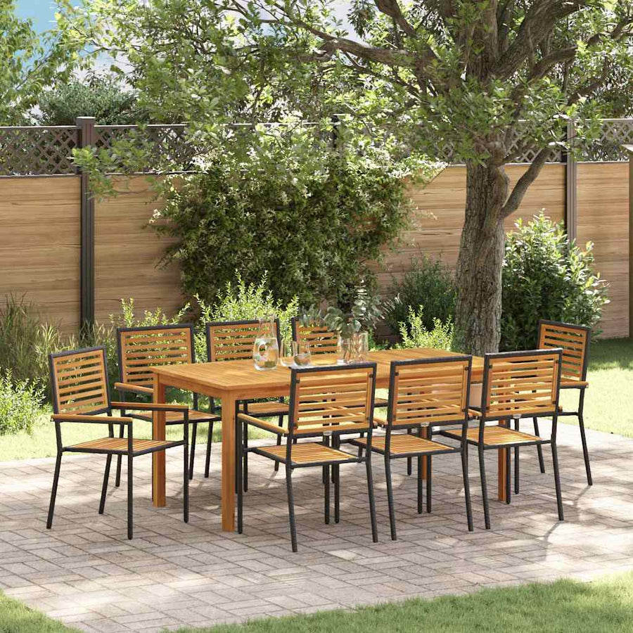 Tuin Eettafelset 9 Pcs Massief Acaciahout 8-Persoons