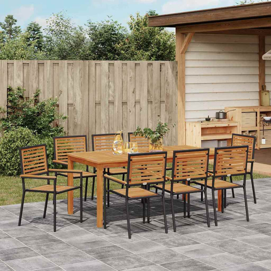 Tuin Eettafelset 9 Pcs Massief Acaciahout 8-Persoons