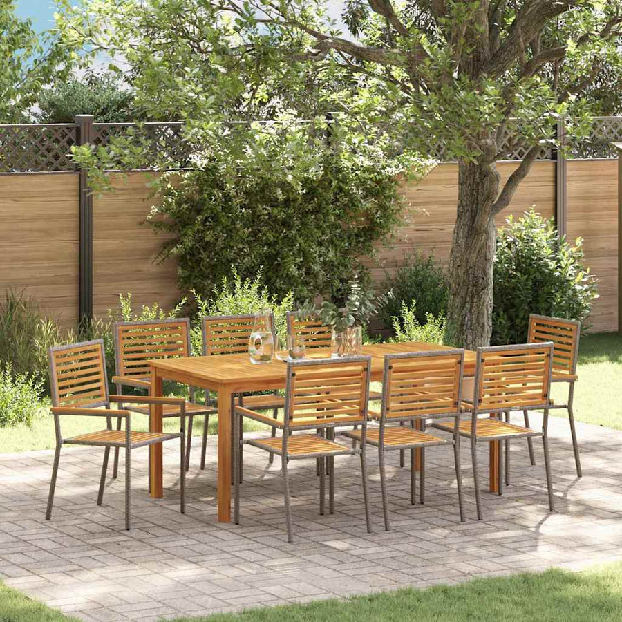 Tuin Eettafelset 9 Pcs Massief Acaciahout 8-Persoons