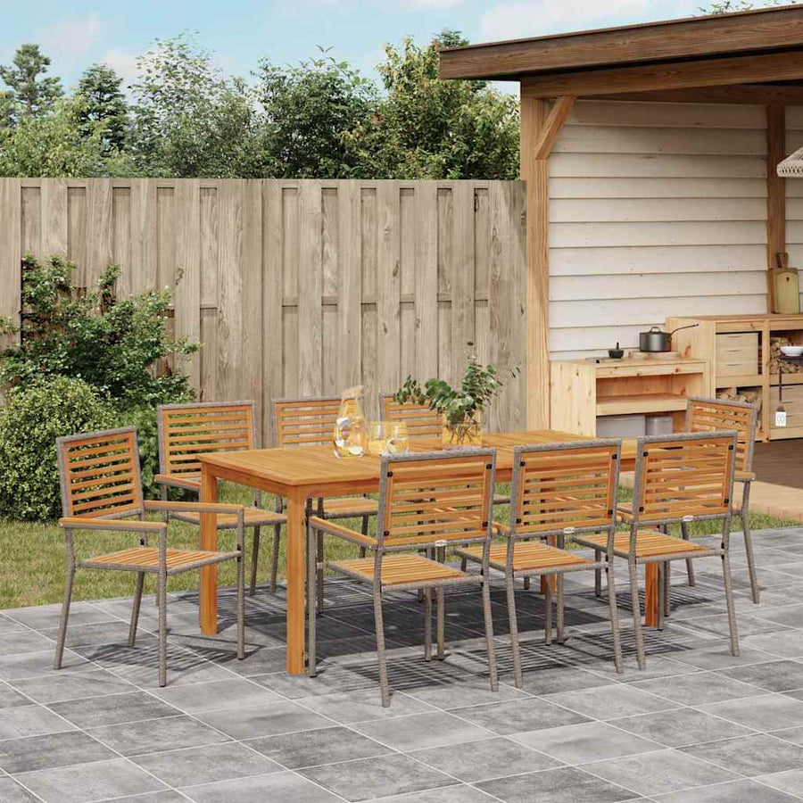 Tuin Eettafelset 9 Pcs Massief Acaciahout 8-Persoons