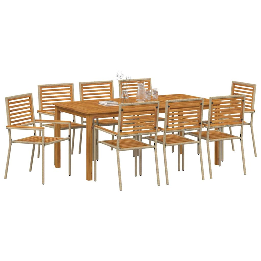 Tuin Eettafelset 9 Pcs Massief Acaciahout 8-Persoons
