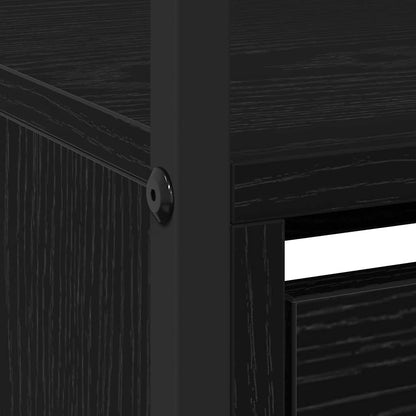 Schoenenkast Zwart Eiken 100 x 34 x 112 cm Bewerkt hout