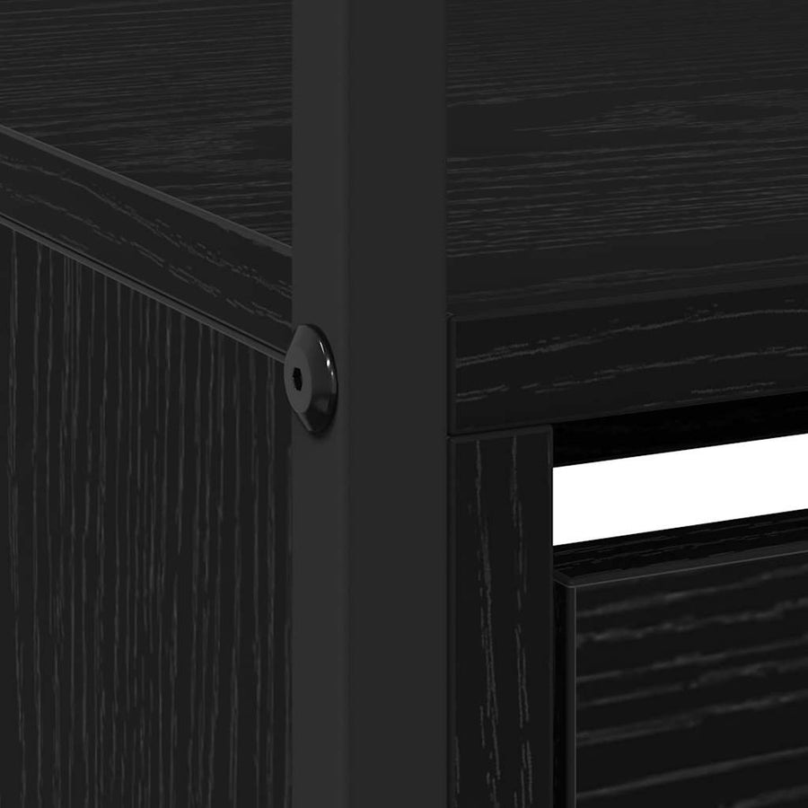 Schoenenkast Zwart Eiken 100 x 34 x 112 cm Bewerkt hout