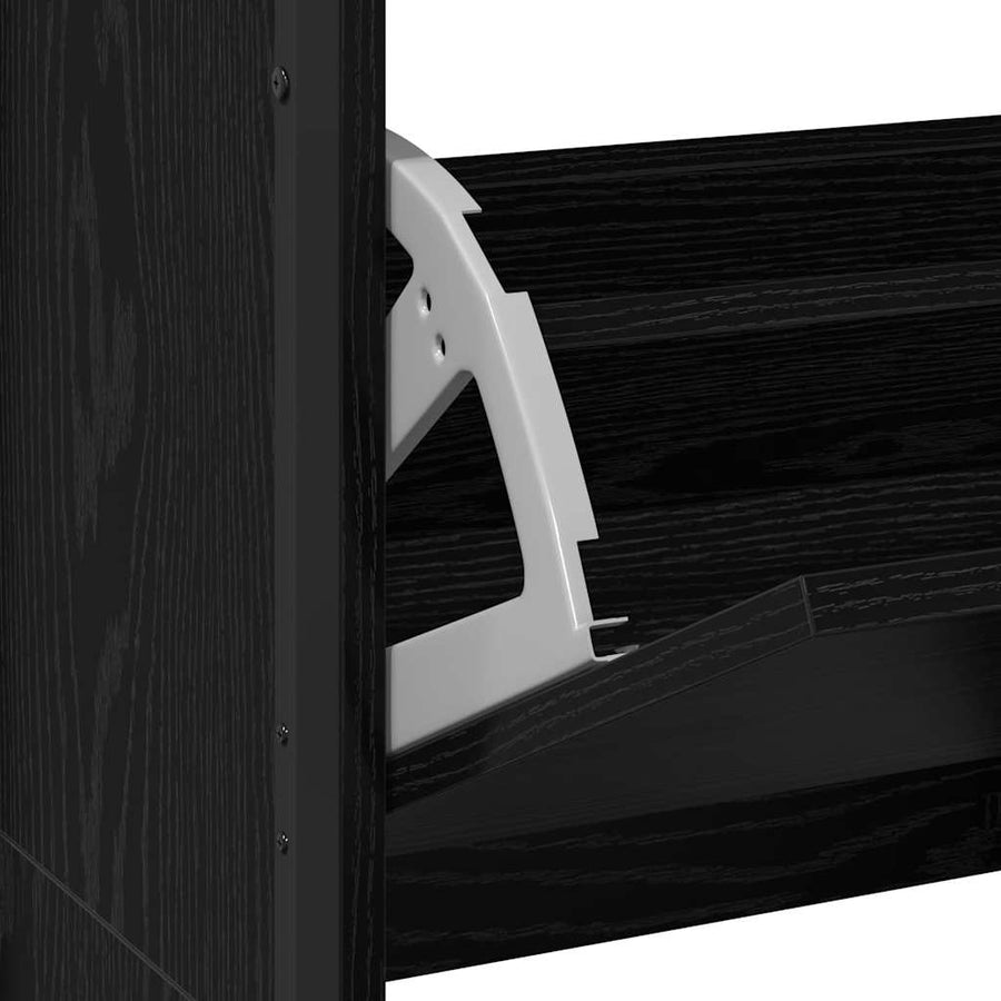 Schoenenkast Zwart Eiken 100 x 34 x 112 cm Bewerkt hout