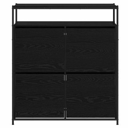 Schoenenkast Zwart Eiken 100 x 34 x 112 cm Bewerkt hout