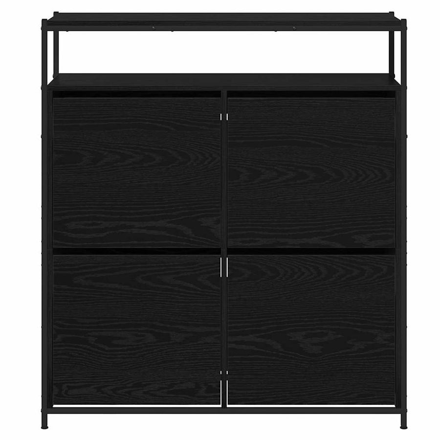 Schoenenkast Zwart Eiken 100 x 34 x 112 cm Bewerkt hout