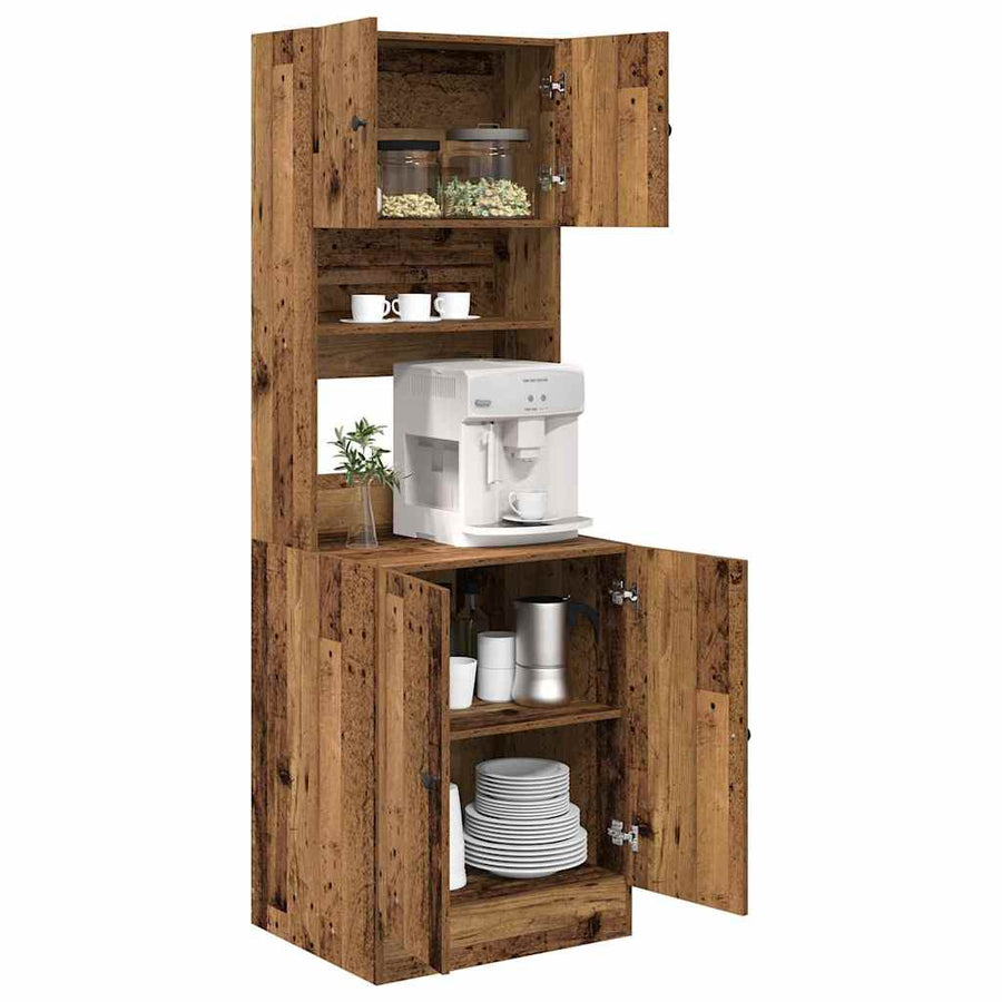 Keukenbuffet met plank 2 pcs Oudhout 60 x 50 x 180 cm