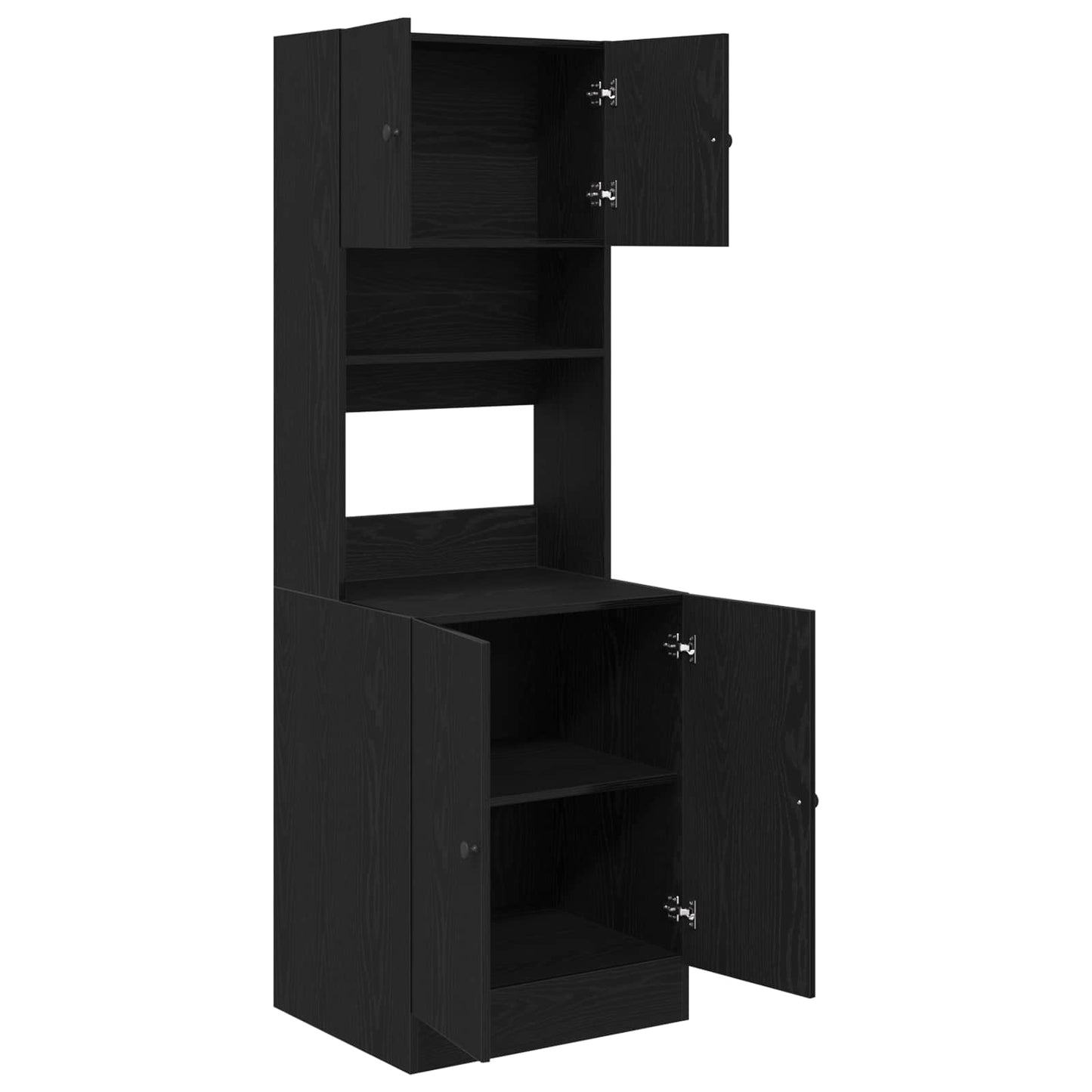Keukenbuffet met plank 2 pcs Zwart Eiken 60 x 50 x 180 cm