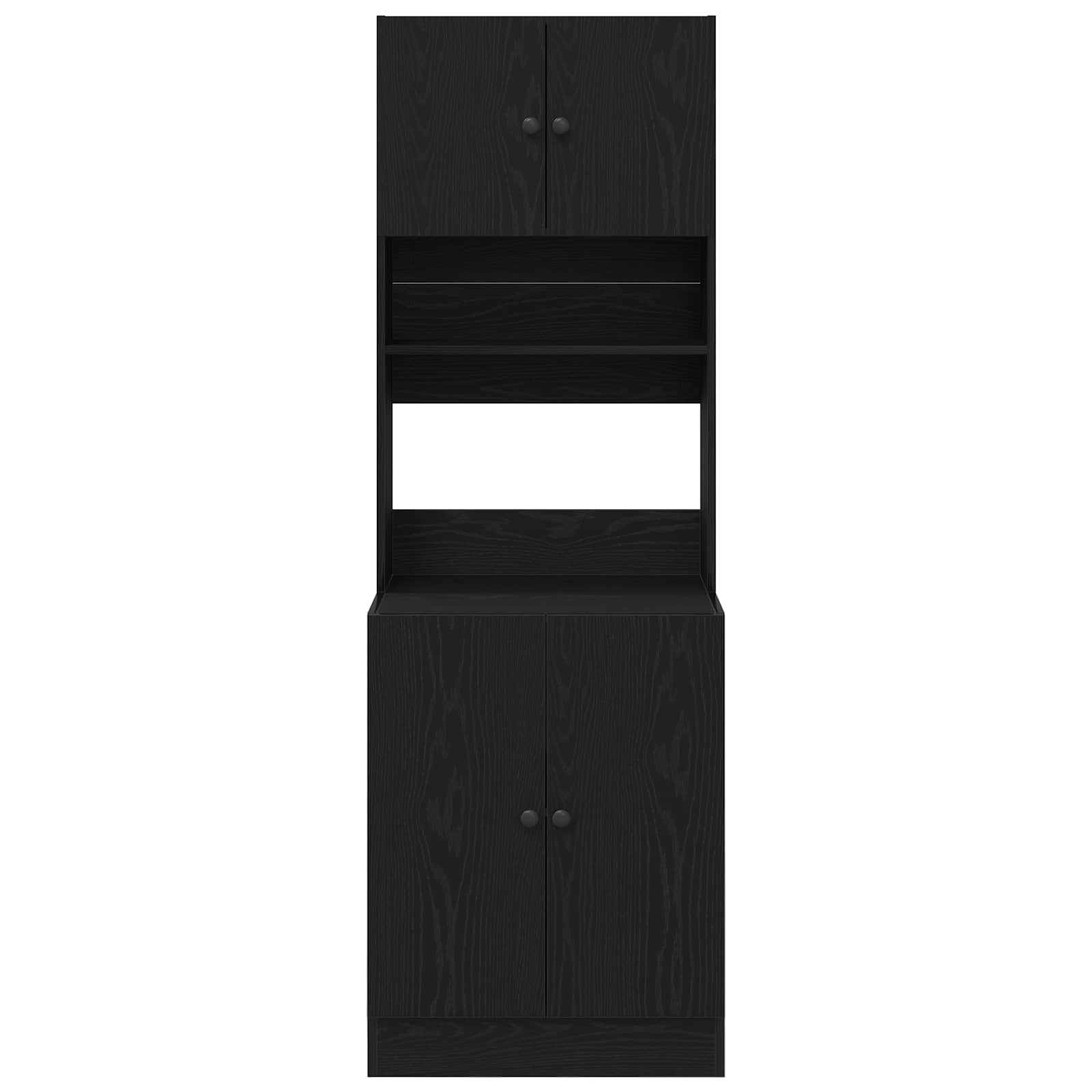 Keukenbuffet met plank 2 pcs Zwart Eiken 60 x 50 x 180 cm