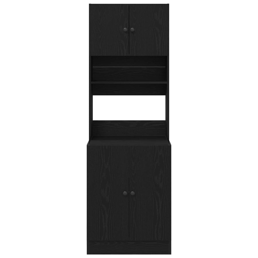 Keukenbuffet met plank 2 pcs Zwart Eiken 60 x 50 x 180 cm