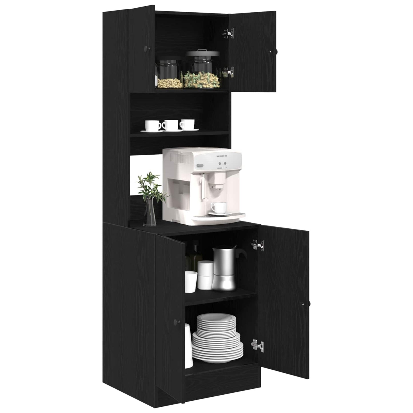 Keukenbuffet met plank 2 pcs Zwart Eiken 60 x 50 x 180 cm