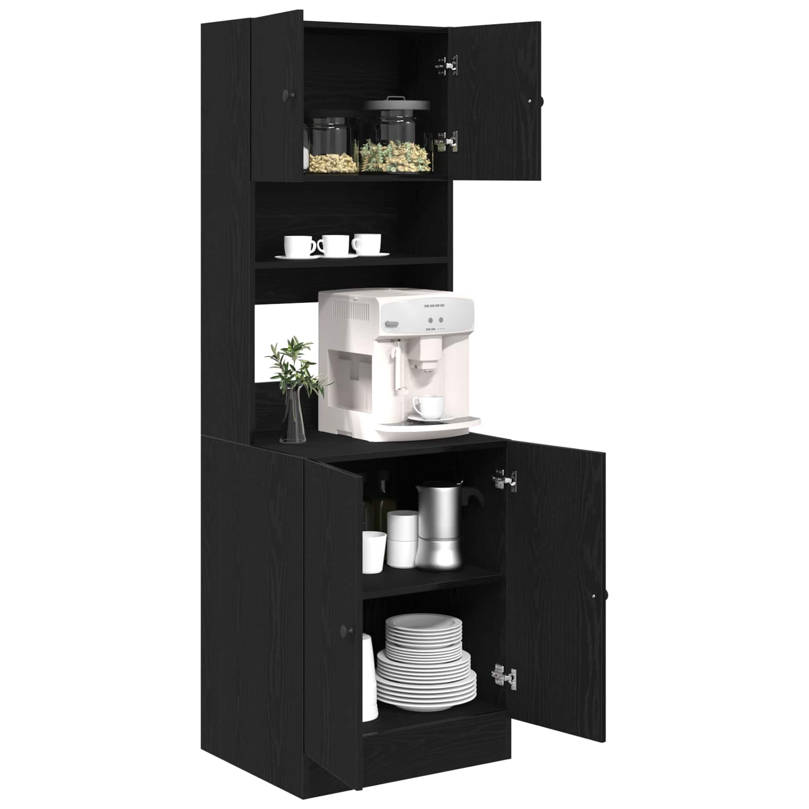 Keukenbuffet met plank 2 pcs Zwart Eiken 60 x 50 x 180 cm