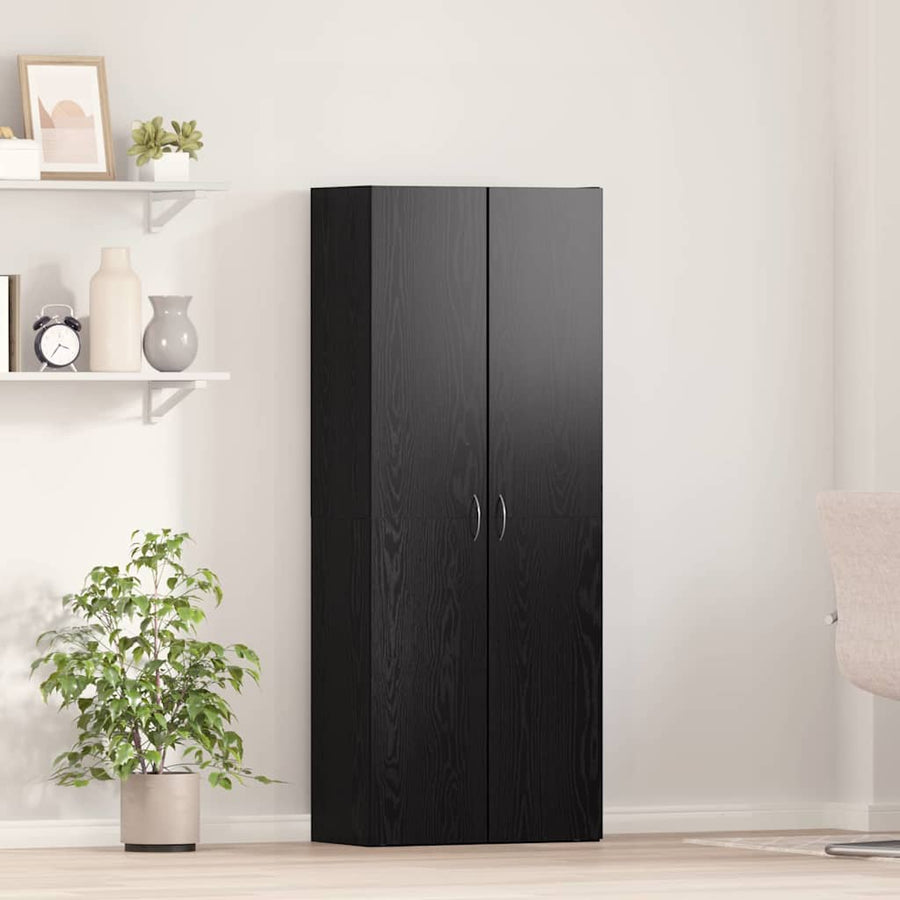 Kantoorkast Zwart Eiken 70 x 32 x 77.5 cm Bewerkt hout