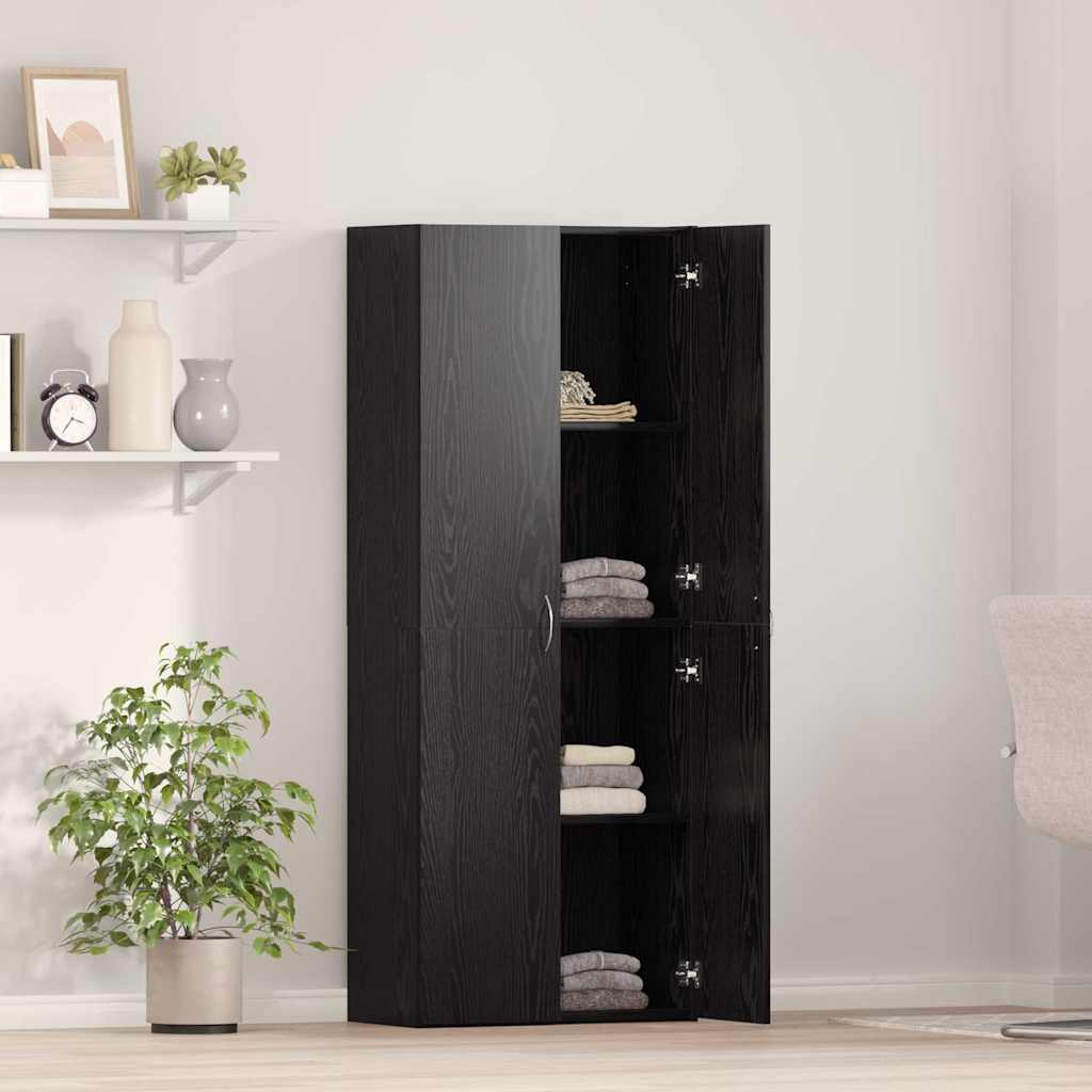Kantoorkast Zwart Eiken 70 x 32 x 77.5 cm Bewerkt hout