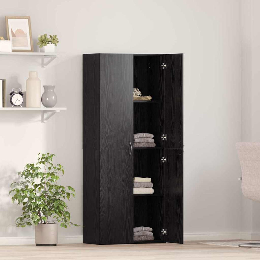 Kantoorkast Zwart Eiken 70 x 32 x 77.5 cm Bewerkt hout