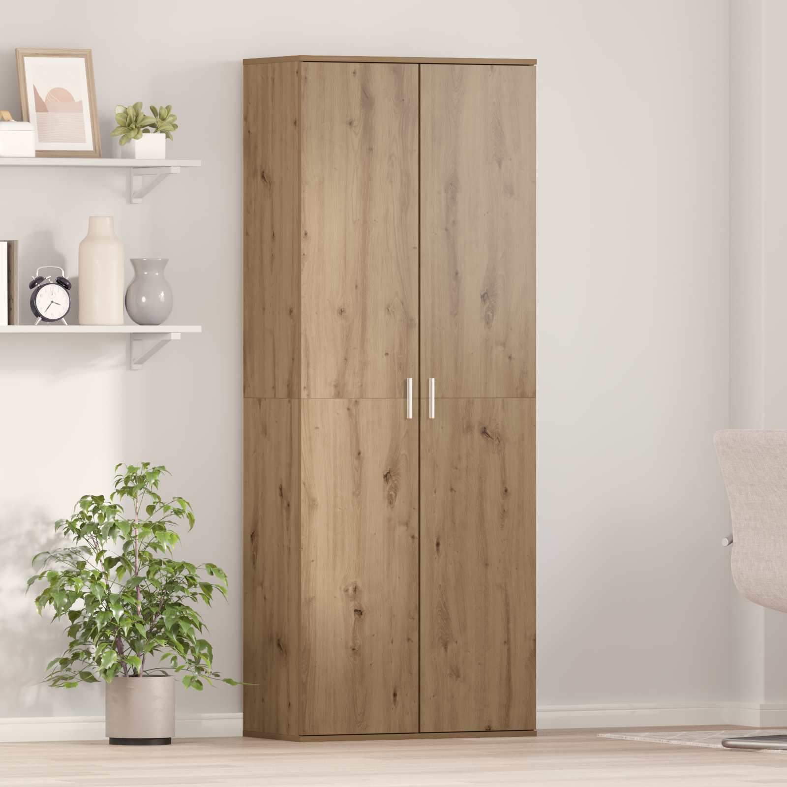 Hoge kast 70 x 33.5 x 180 cm Bewerkt hout Artisan Eiken