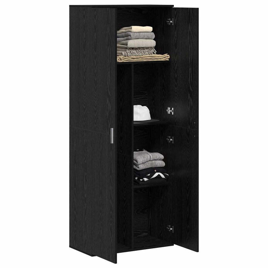 Hoge kast Zwart Eiken 70 x 33.5 x 180 cm Bewerkt hout