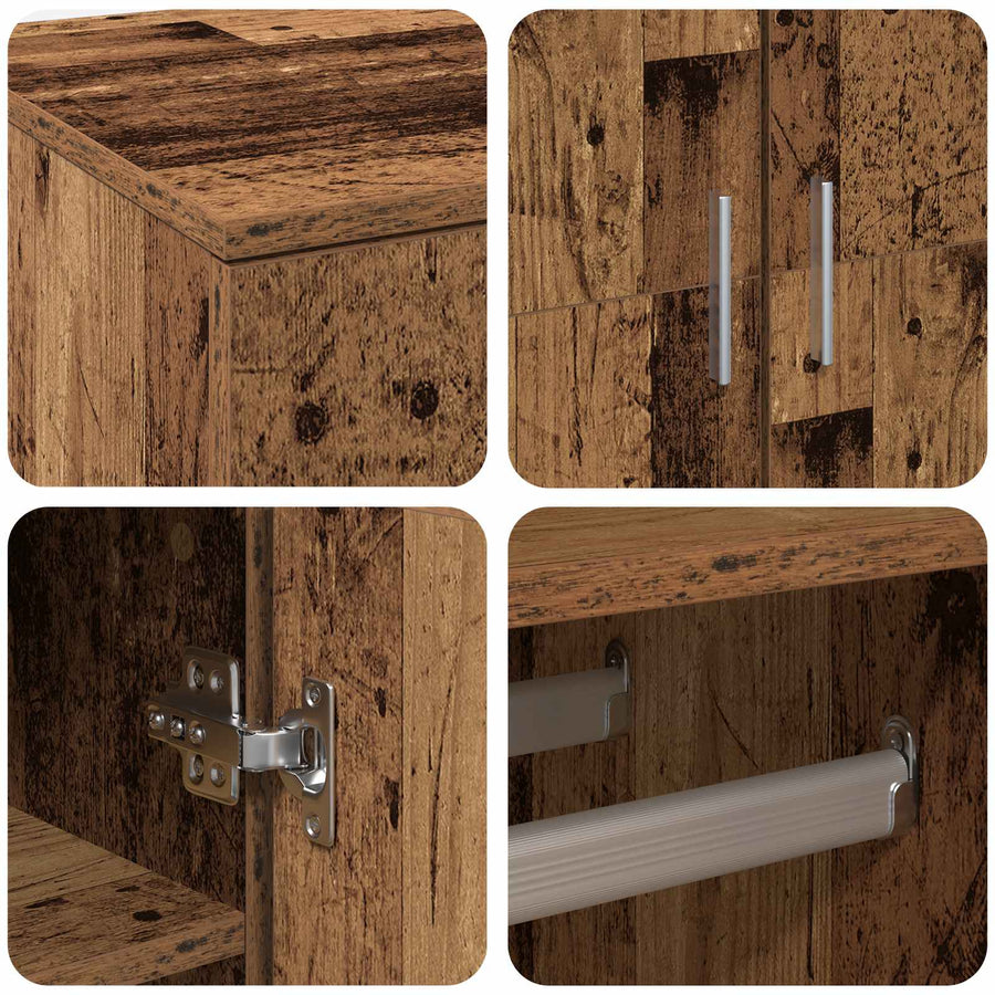 Highboard met plank Oud Hout 80 x 39 x 178 cm Bewerkt hout