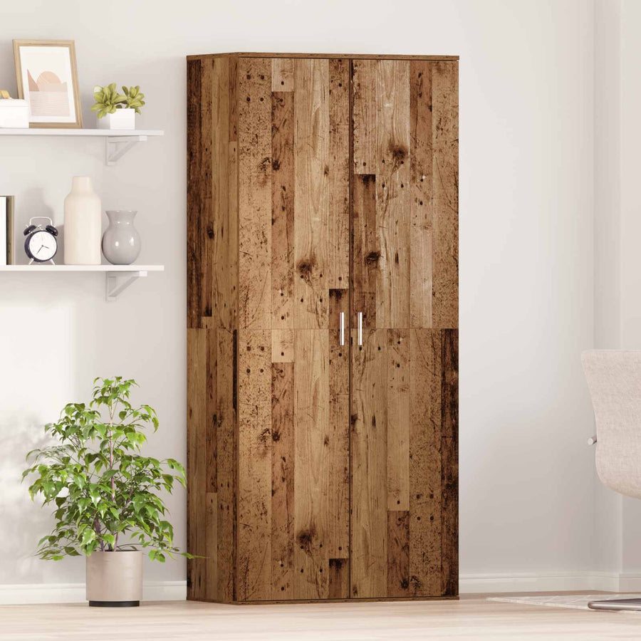 Highboard met plank Oud Hout 80 x 39 x 178 cm Bewerkt hout
