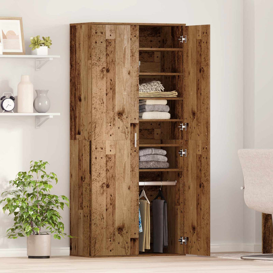 Highboard met plank Oud Hout 80 x 39 x 178 cm Bewerkt hout