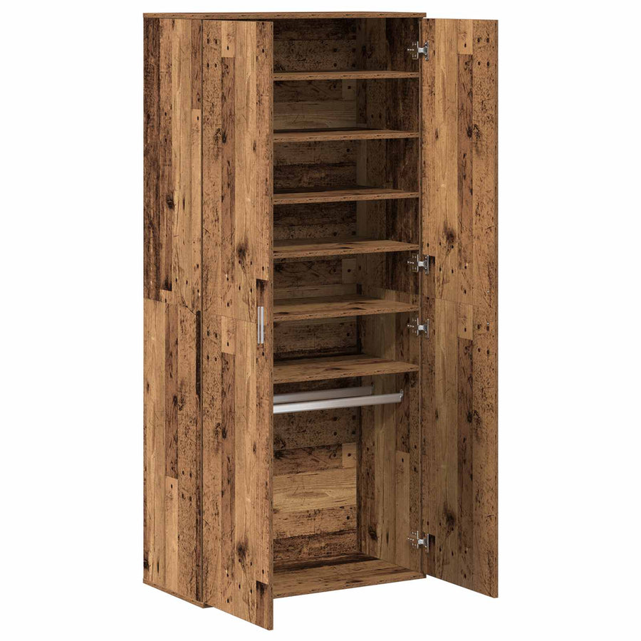 Highboard met plank Oud Hout 80 x 39 x 178 cm Bewerkt hout