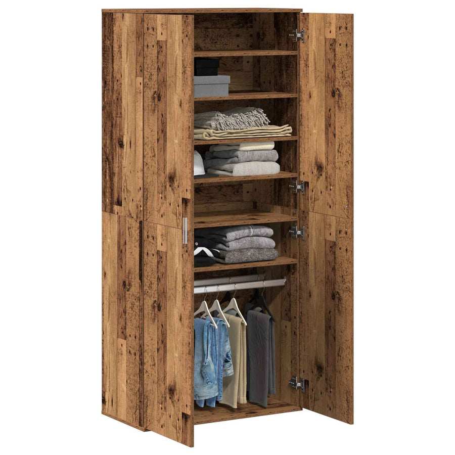 Highboard met plank Oud Hout 80 x 39 x 178 cm Bewerkt hout