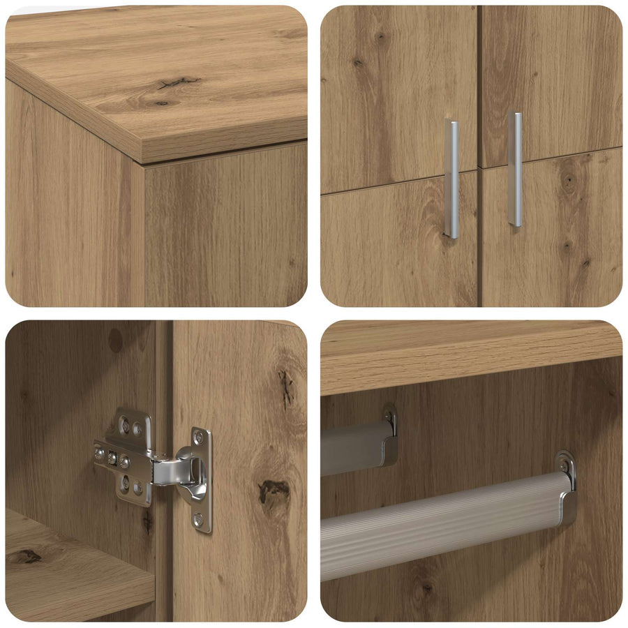 Highboard 80 x 39 x 178 cm Bewerkt hout artisanaal eikenkleurig