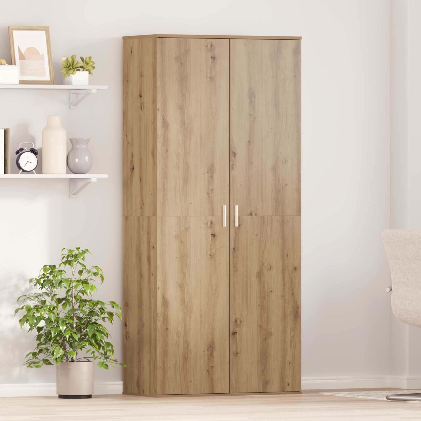 Highboard 80 x 39 x 178 cm Bewerkt hout artisanaal eikenkleurig