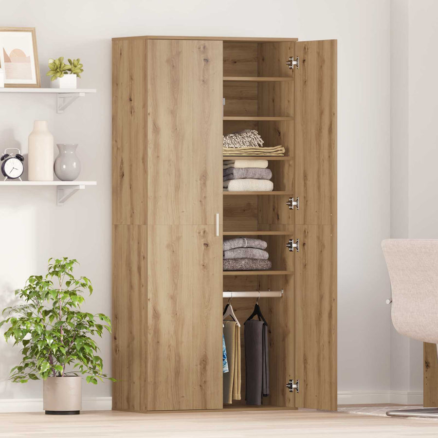 Highboard 80 x 39 x 178 cm Bewerkt hout artisanaal eikenkleurig