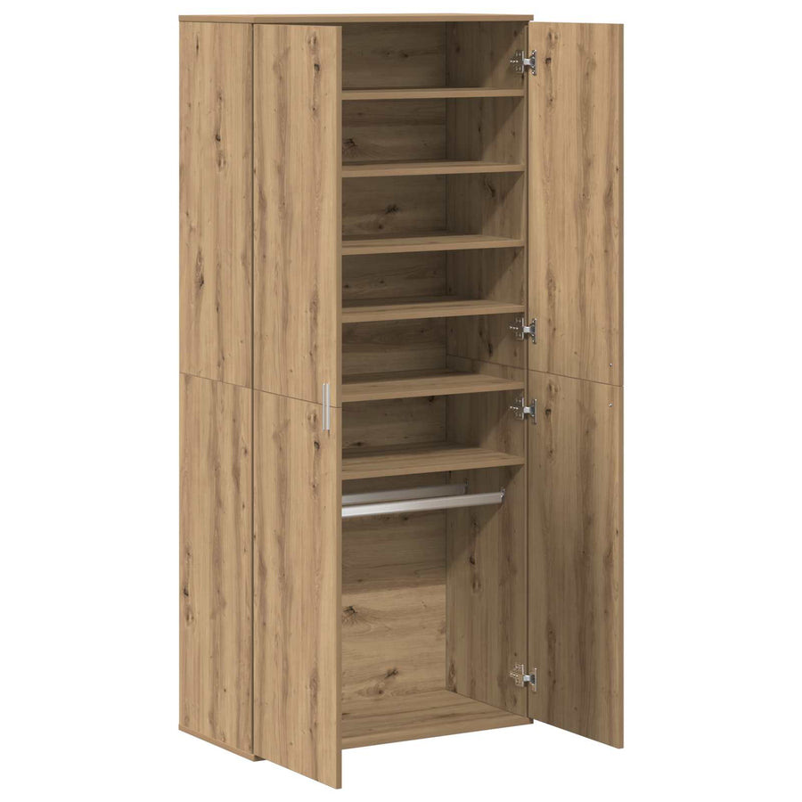 Highboard 80 x 39 x 178 cm Bewerkt hout artisanaal eikenkleurig