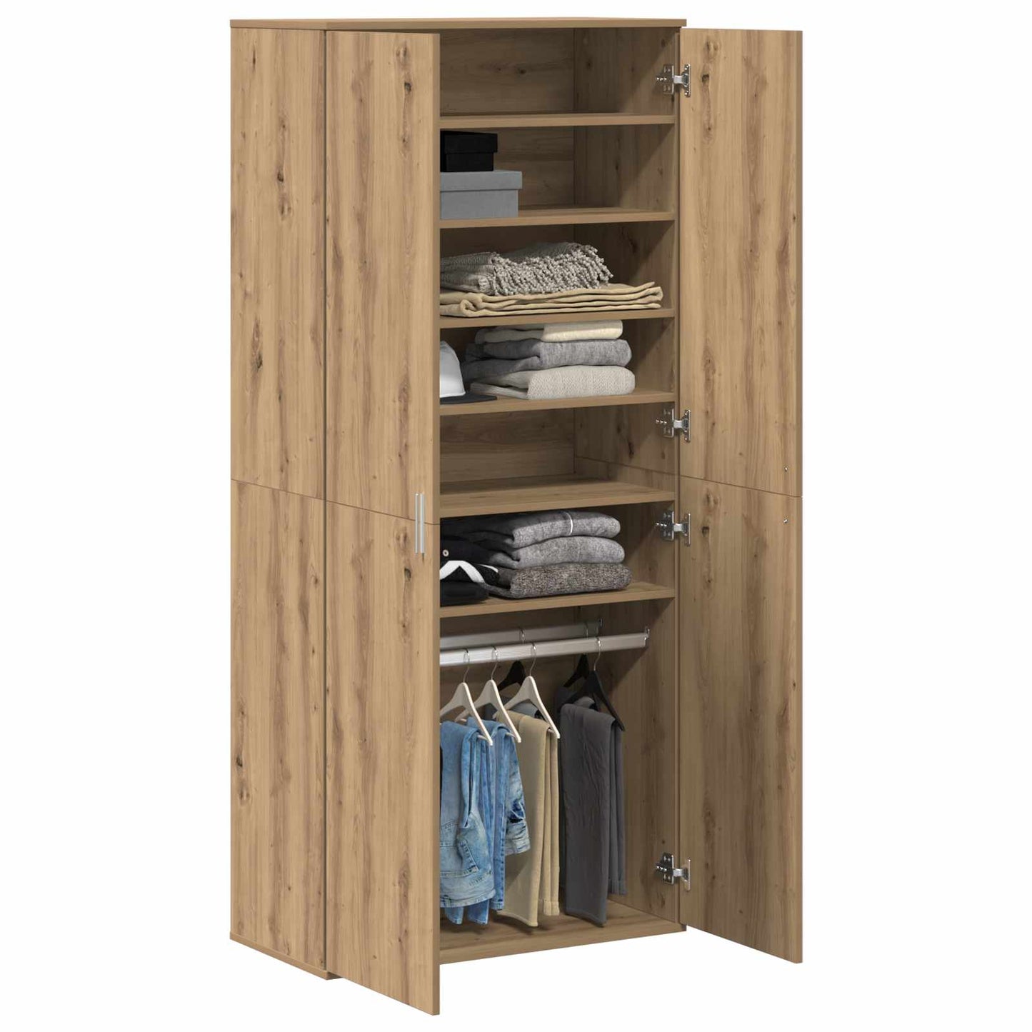 Highboard 80 x 39 x 178 cm Bewerkt hout artisanaal eikenkleurig