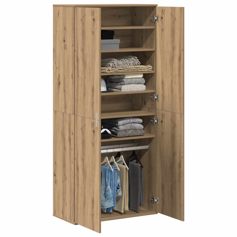 Highboard 80 x 39 x 178 cm Bewerkt hout artisanaal eikenkleurig
