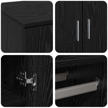 Highboard met plank Zwart eiken 80 x 39 x 178 cm Bewerkt hout