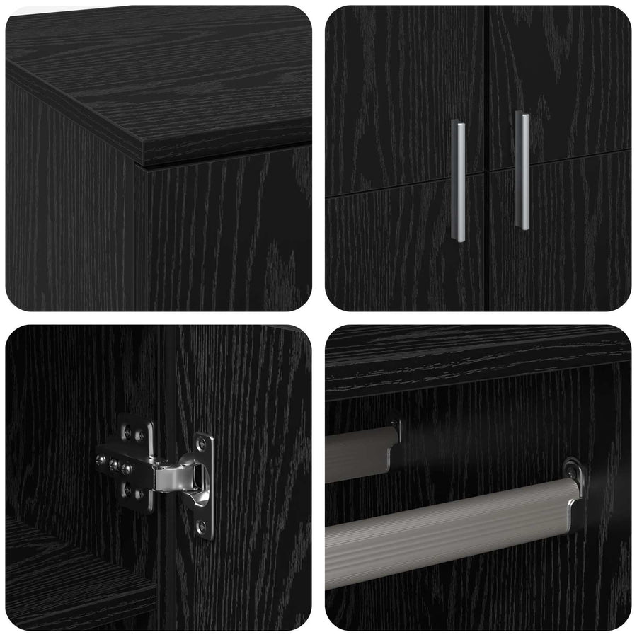 Highboard met plank Zwart eiken 80 x 39 x 178 cm Bewerkt hout